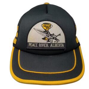 Peace River Alberta Gold Cup 89 Speedboat Trucker Hat Black Yellow Patch OS